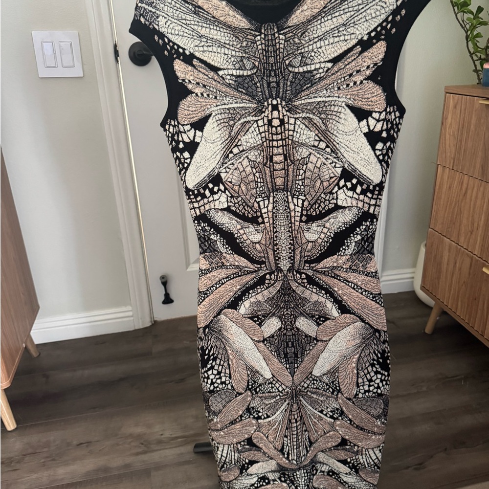 Pristine Alexander McQueen Dragonfly Nicki Minaj Jacquard Atlas Dress!